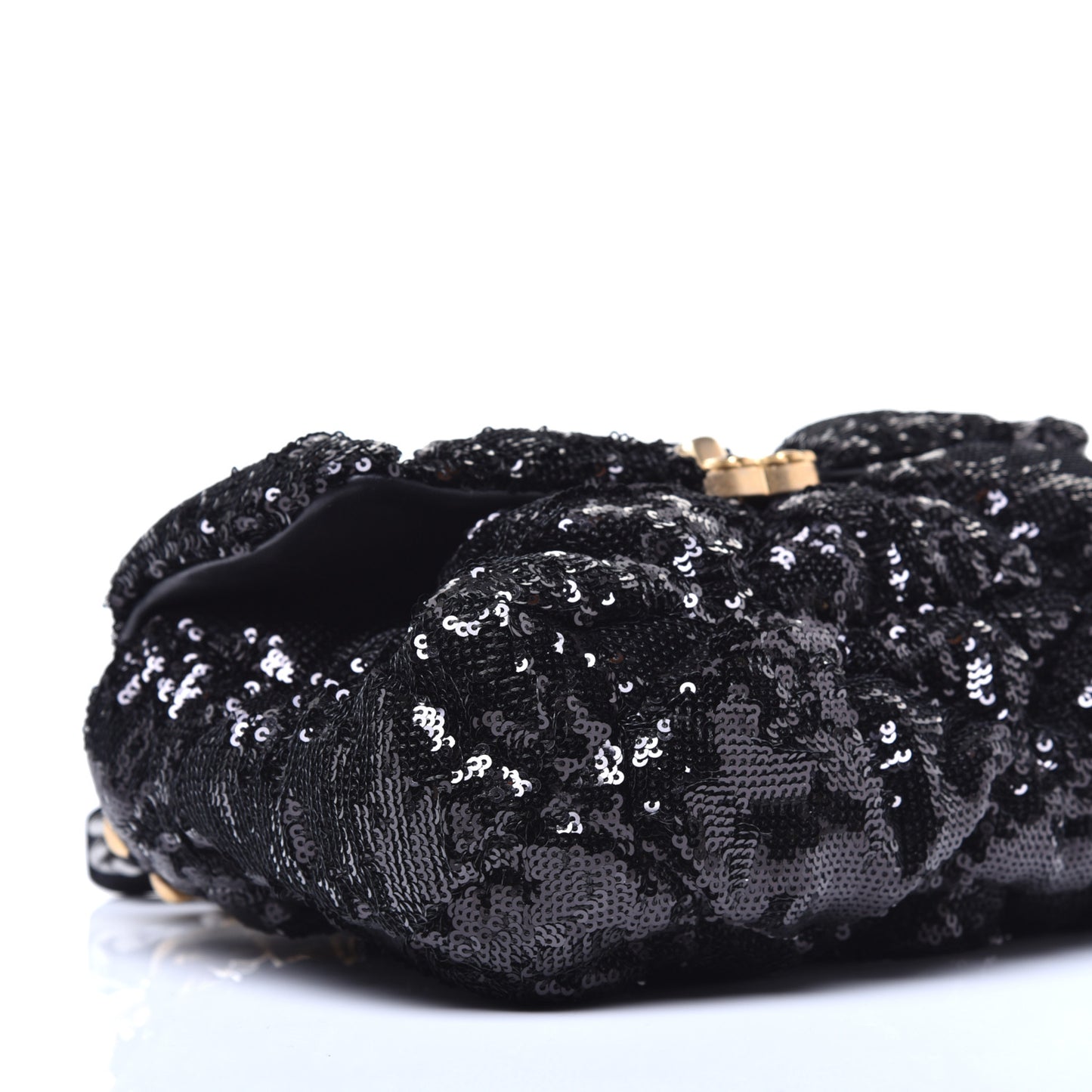 Sequin Quilted Medium 19 Flap Black