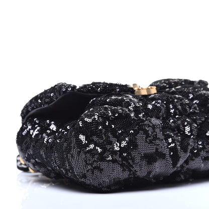 Chanel Sequin Quilted Medium 19 Flap Black 8 of 9