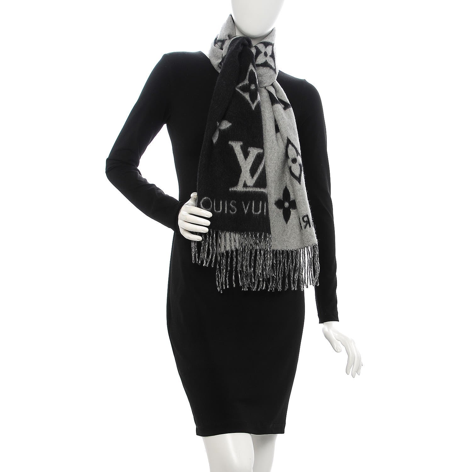 Louis Vuitton Cashmere Monogram Reykjavik Scarf Black 2 of 4