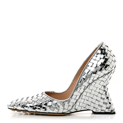 Bottega Veneta Metallic Nappa Intrecciato Comet Pumps 40 Silver 1 of 9
