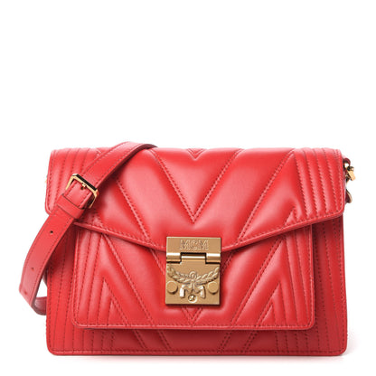 MCM Lambskin Quilted Small Patricia Crossbody Bag Ruby Red 1 of 12