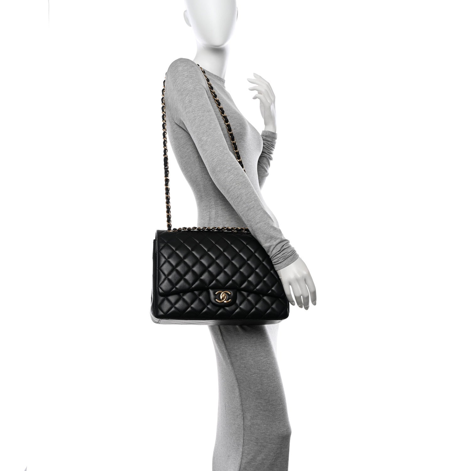 Chanel Lambskin Quilted Maxi Double Flap Black 2 of 12