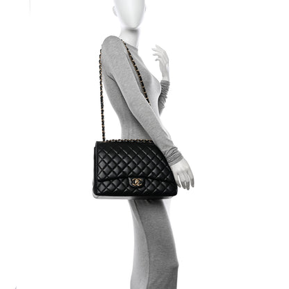 Chanel Lambskin Quilted Maxi Double Flap Black 2 of 12