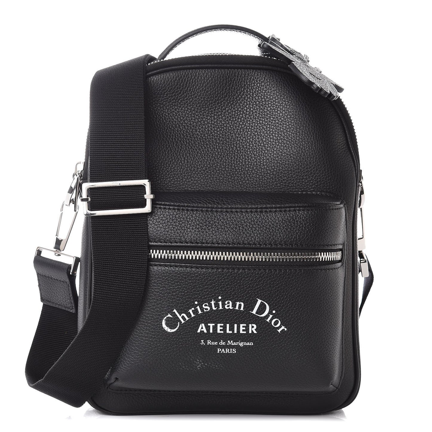 Grained Calfskin Mini Rider Backpack Black