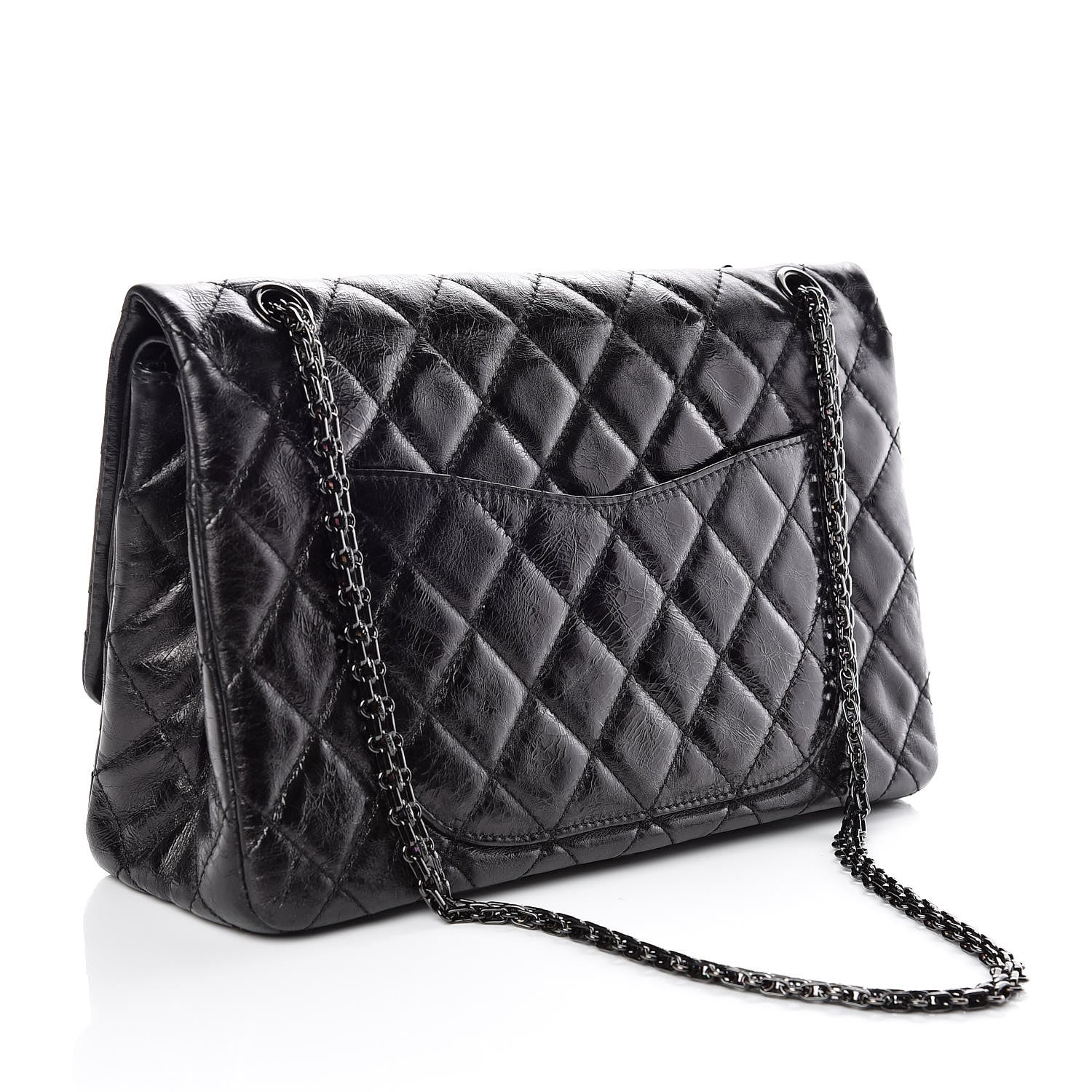 Chanel Glazed Aged Calfskin Quilted 2.55 Reissue 227 Flap So Black 3 of 9