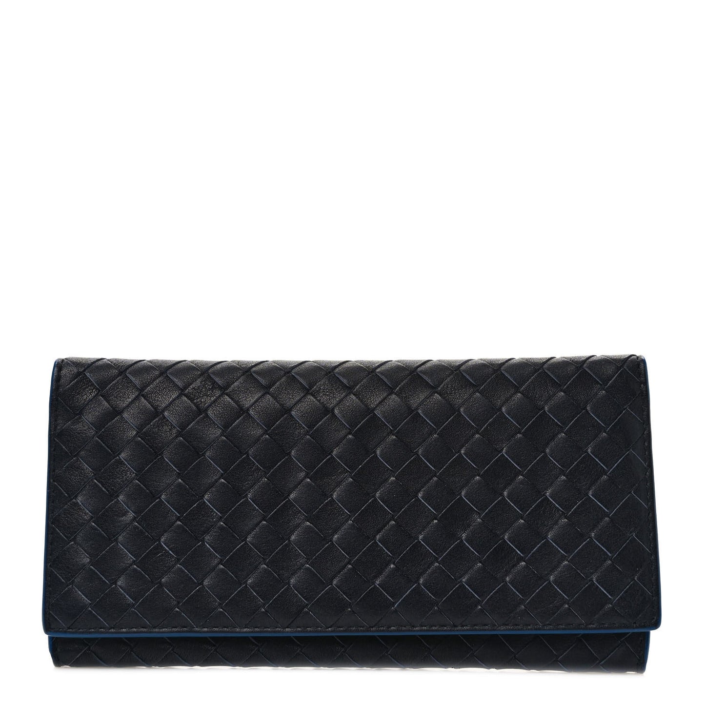 Nappa Intrecciato Continental Flap Wallet Black Blue