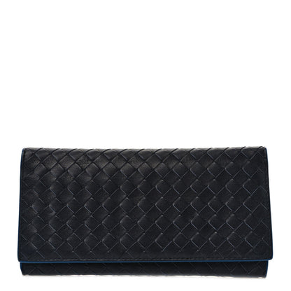 Bottega Veneta Nappa Intrecciato Continental Flap Wallet Black Blue 1 of 8