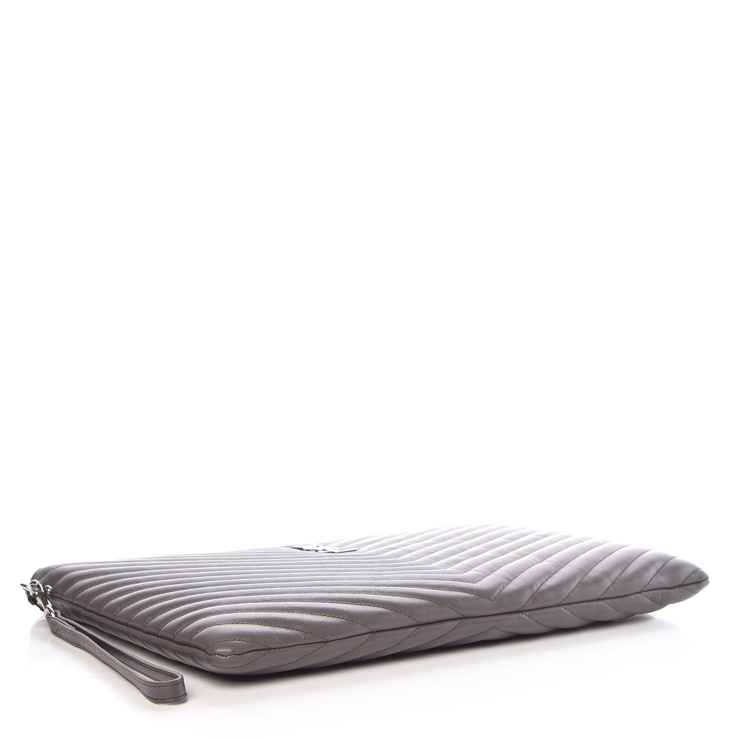 Saint Laurent Calfskin Matelasse Chevron Cassandre Monogram Document Holder Earth 4 of 10