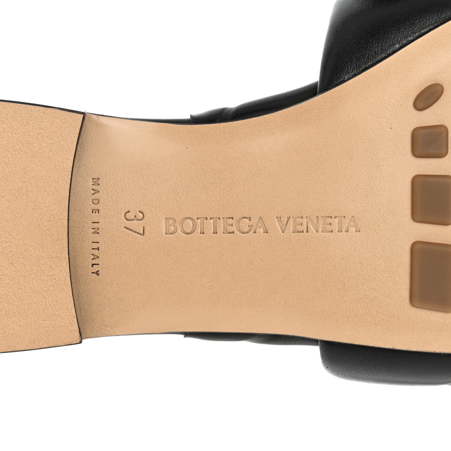 Nappa Quilted Rubber Lido Flat Sandals 37 Black