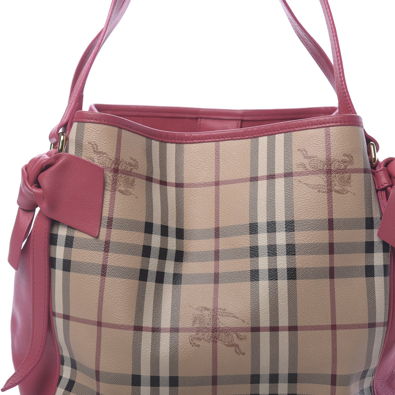 Burberry Haymarket Check Bow Canterbury Tote Pink 12 of 12