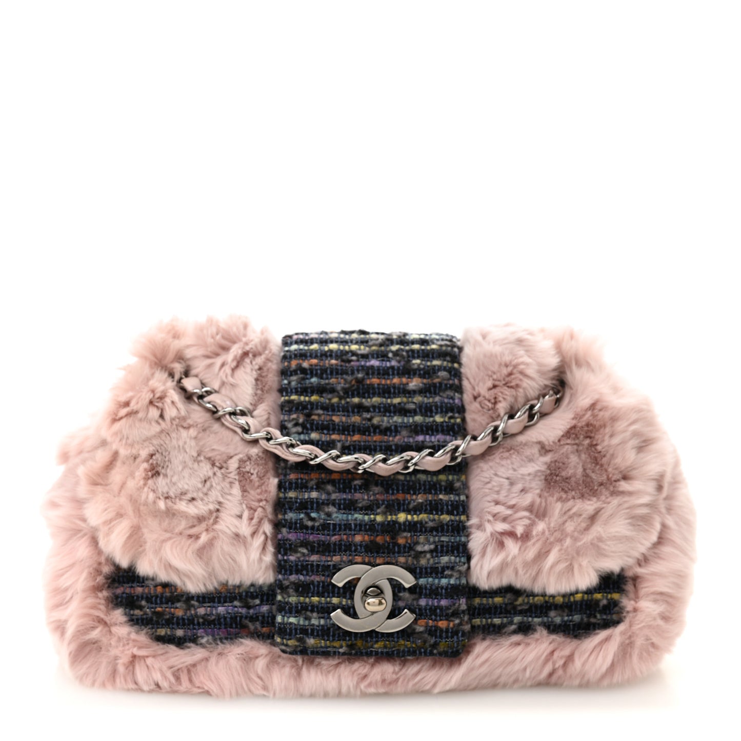 Rabbit Fur Tweed Small Fantasy Flap Pink