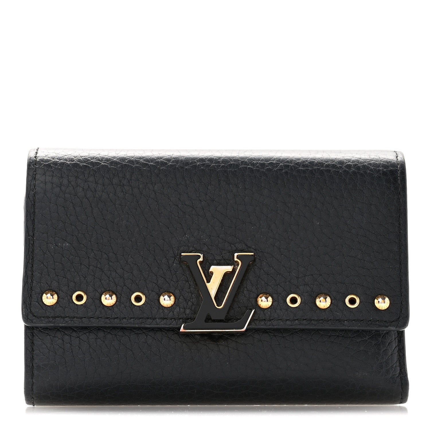 Louis Vuitton Taurillon Capucines Studded Compact Wallet Black 1 of 13