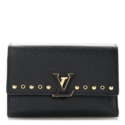 Louis Vuitton Taurillon Capucines Studded Compact Wallet Black 1 of 13