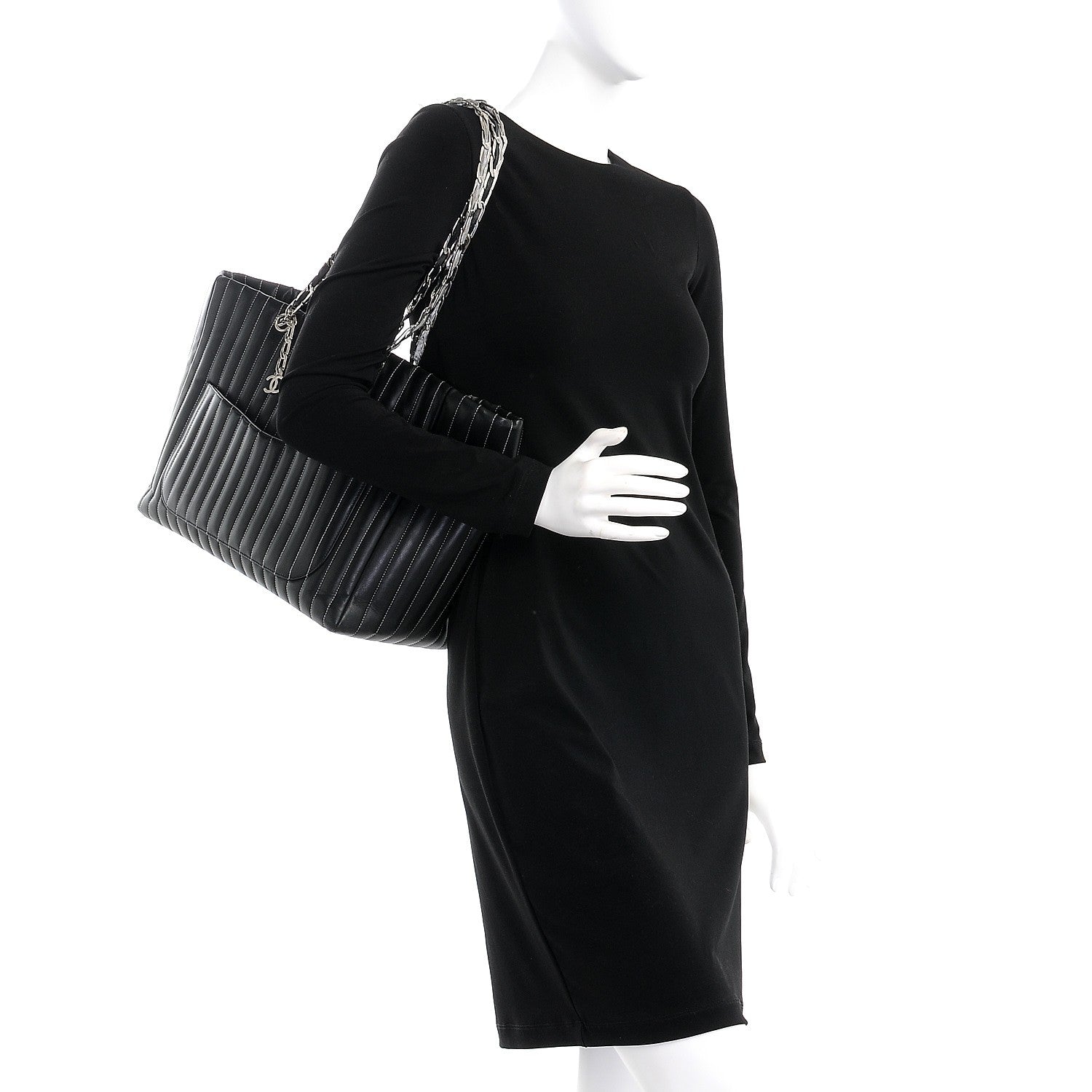Chanel Lambskin Vertical Quilted Large Mademoiselle Tote Black 2 of 17