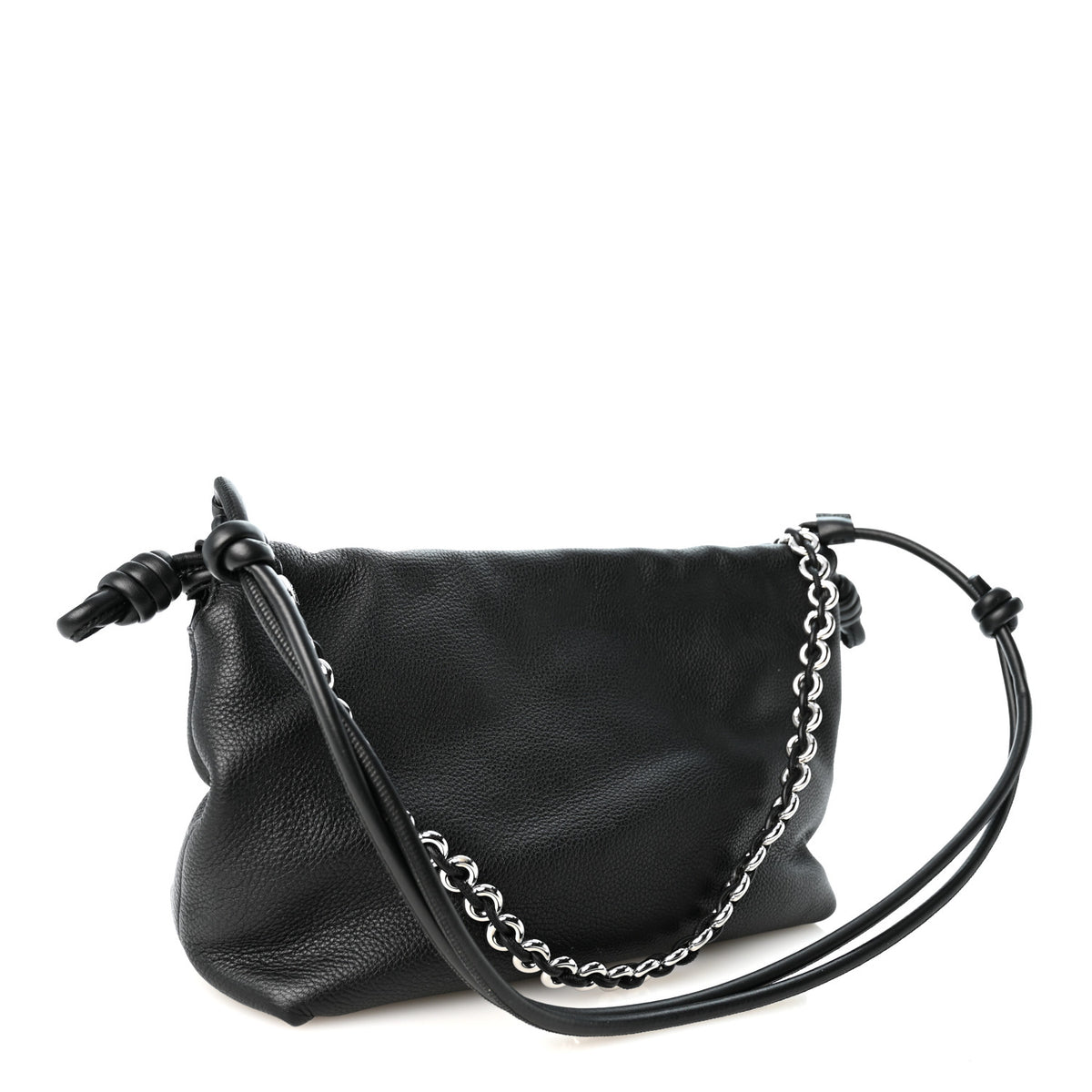 Mellow Nappa Medium Donut Chain Flamenco Knot Clutch Black