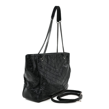 Saint Laurent Crinkled Calfskin Matelasse Monogram Large Niki Shopping Tote Bag Black 3 of 11