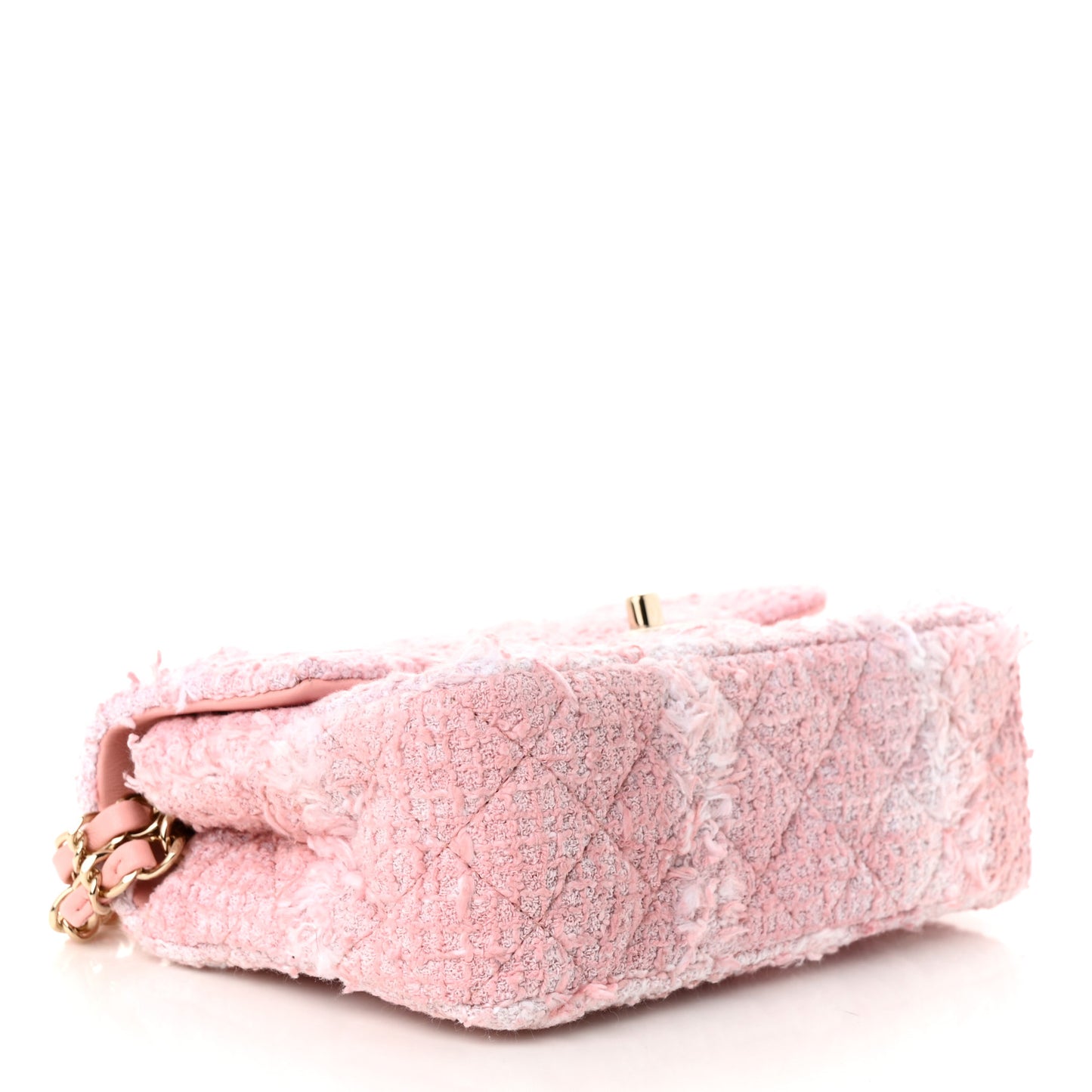 Tweed Quilted Mini Rectangular Flap Light Pink White