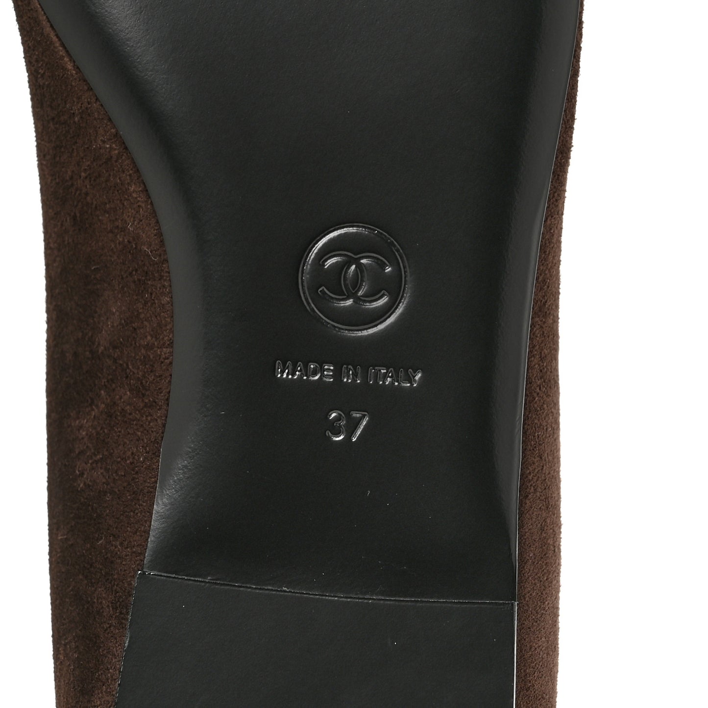 Suede Patent Cap Toe Camellia Ballerina Flats 37 Marron Gris