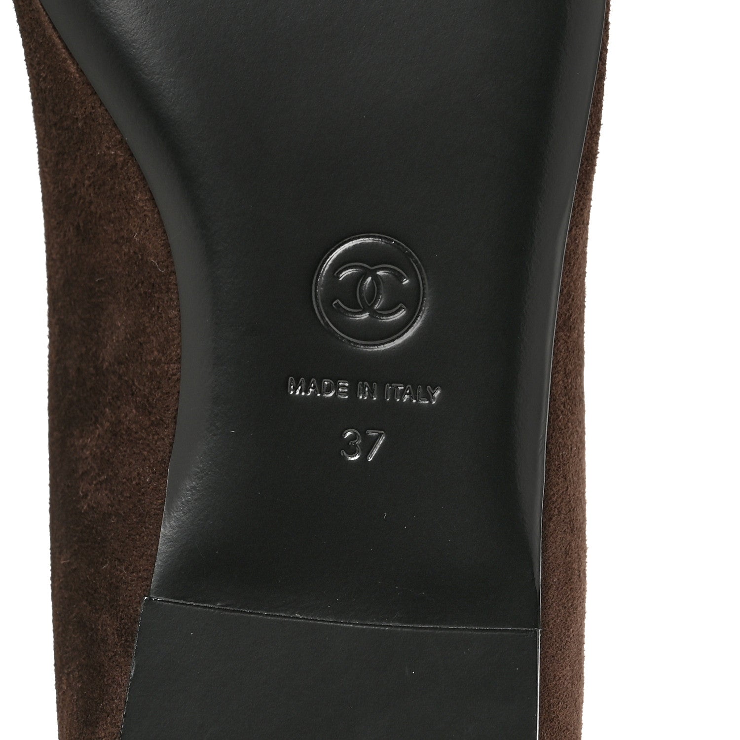 Chanel Suede Patent Cap Toe Camellia Ballerina Flats 37 Marron Gris 8 of 9