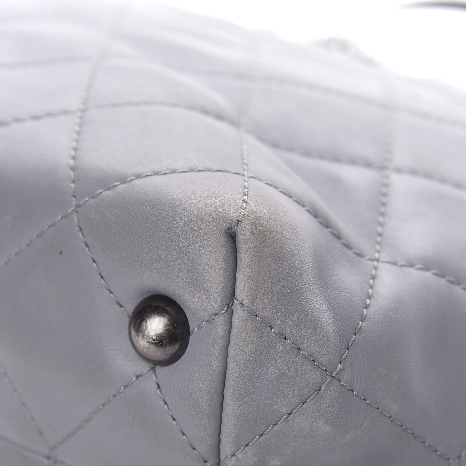 Chanel Calfskin Quilted Large Shopping In Chains Tote Light Grey 12 of 13