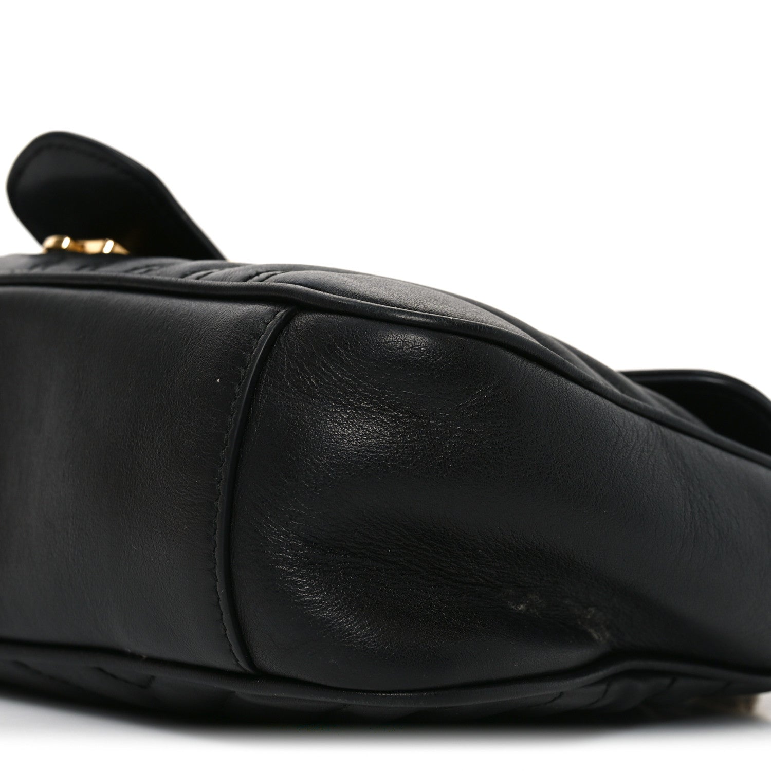 Gucci Calfskin Matelasse Small GG Marmont Shoulder Bag Black 10 of 11