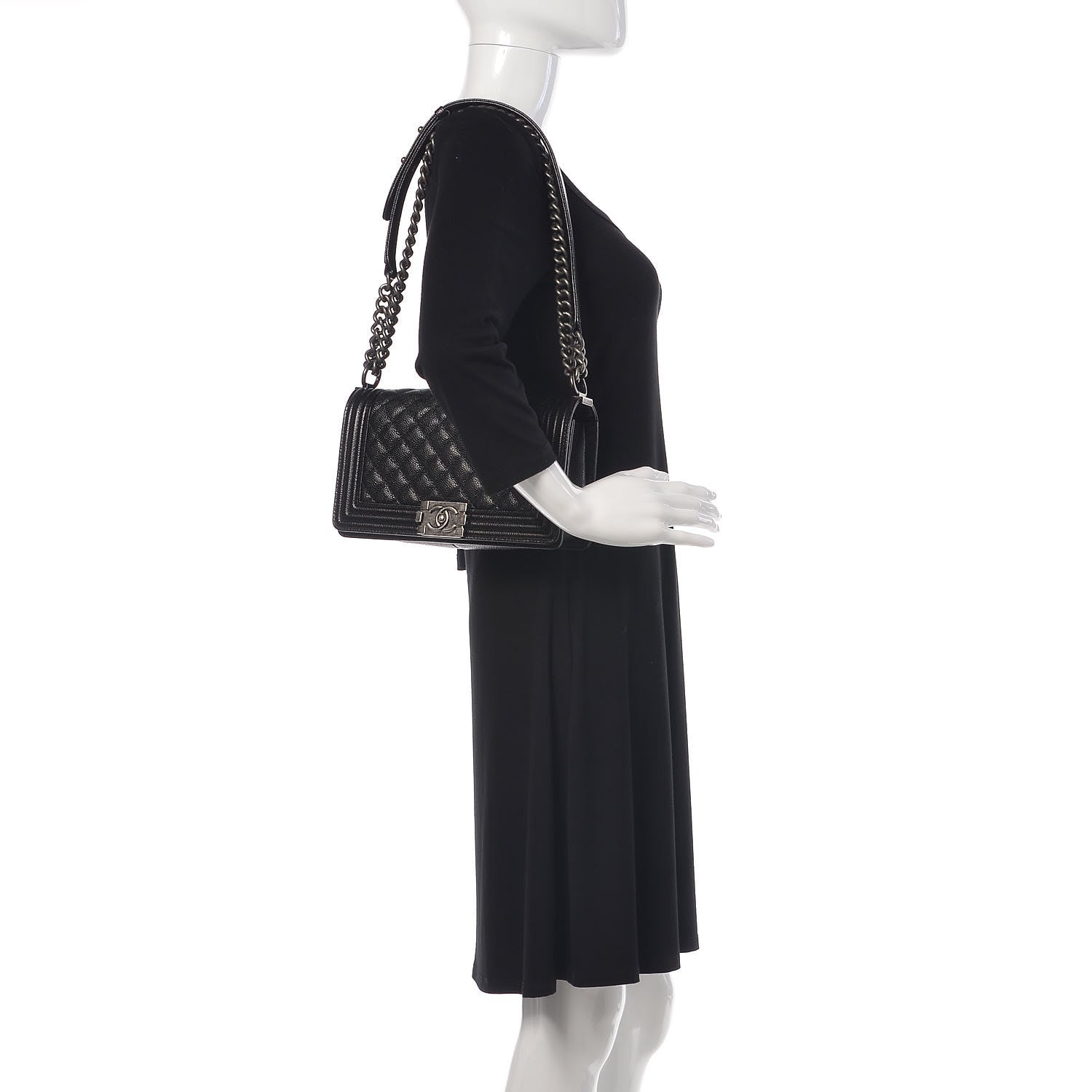 Chanel Caviar Quilted Medium Boy Flap Black 3 of 12