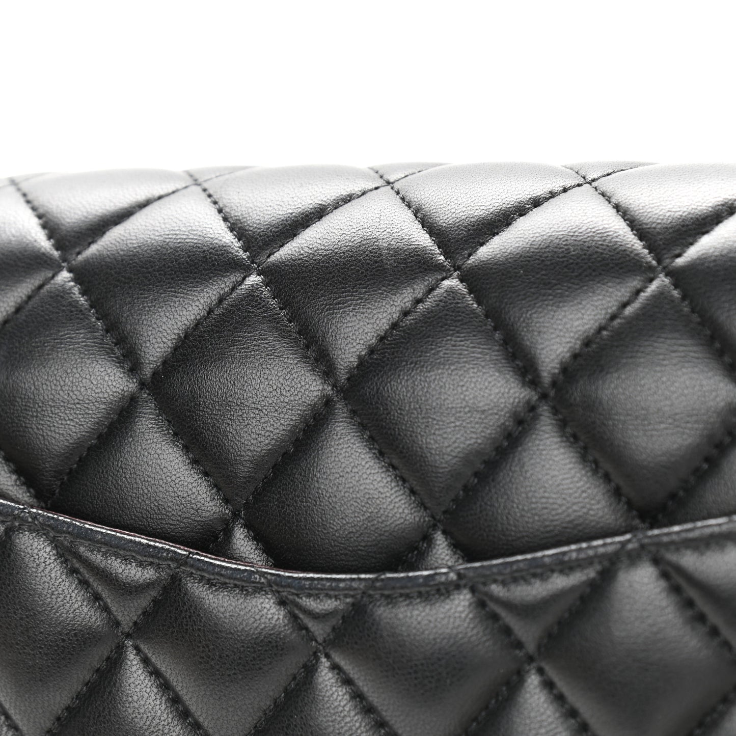 Lambskin Quilted Medium Double Flap Black