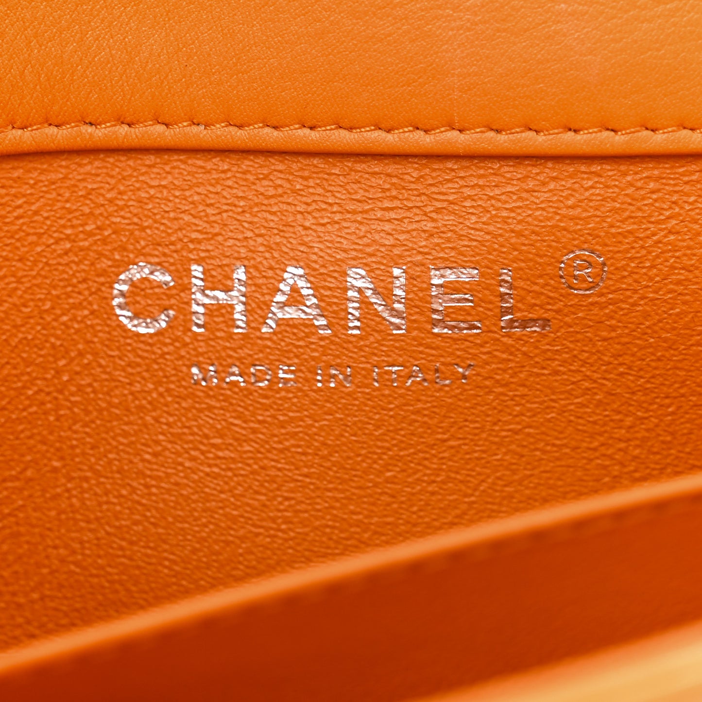 Patent Quilted Extra Mini Rectangular Flap Orange