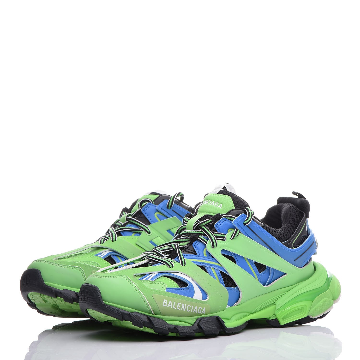 Balenciaga Mesh Nylon Metallic Fabric Womens Track Sneakers 38 Blue Green 3 of 10