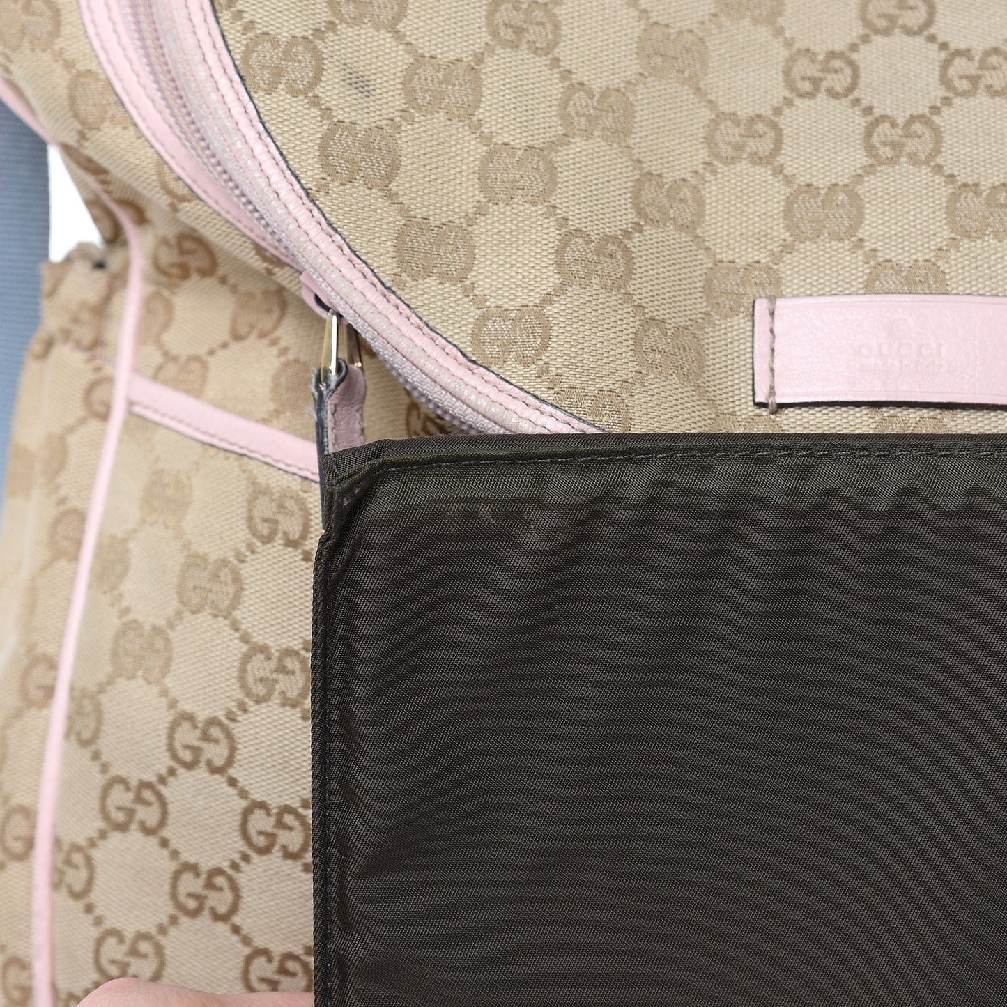 Monogram Web Diaper Bag Pink