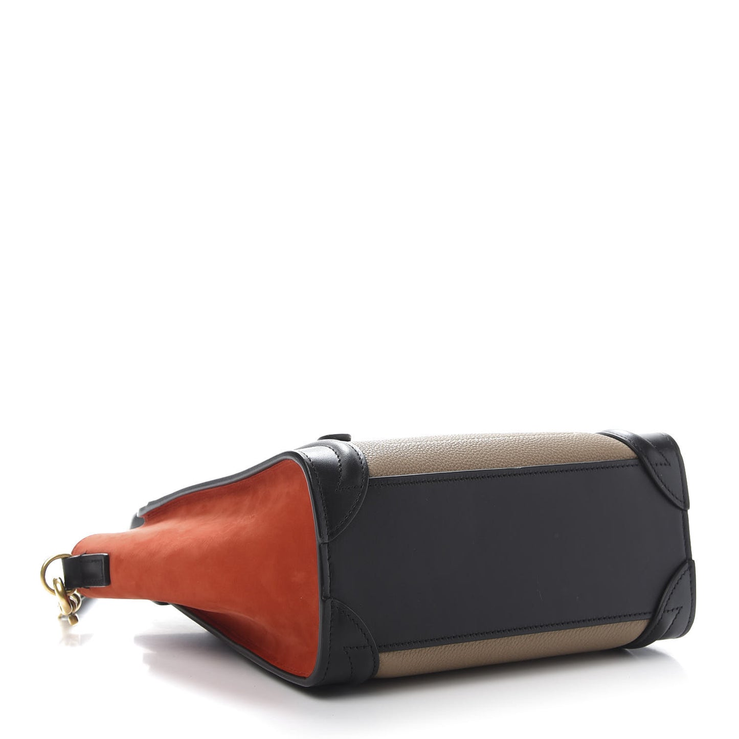 Drummed Calfskin Nubuck Nano Tri-Color Luggage Beige