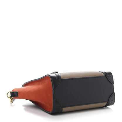 Celine Drummed Calfskin Nubuck Nano Tri-Color Luggage Beige 4 of 10