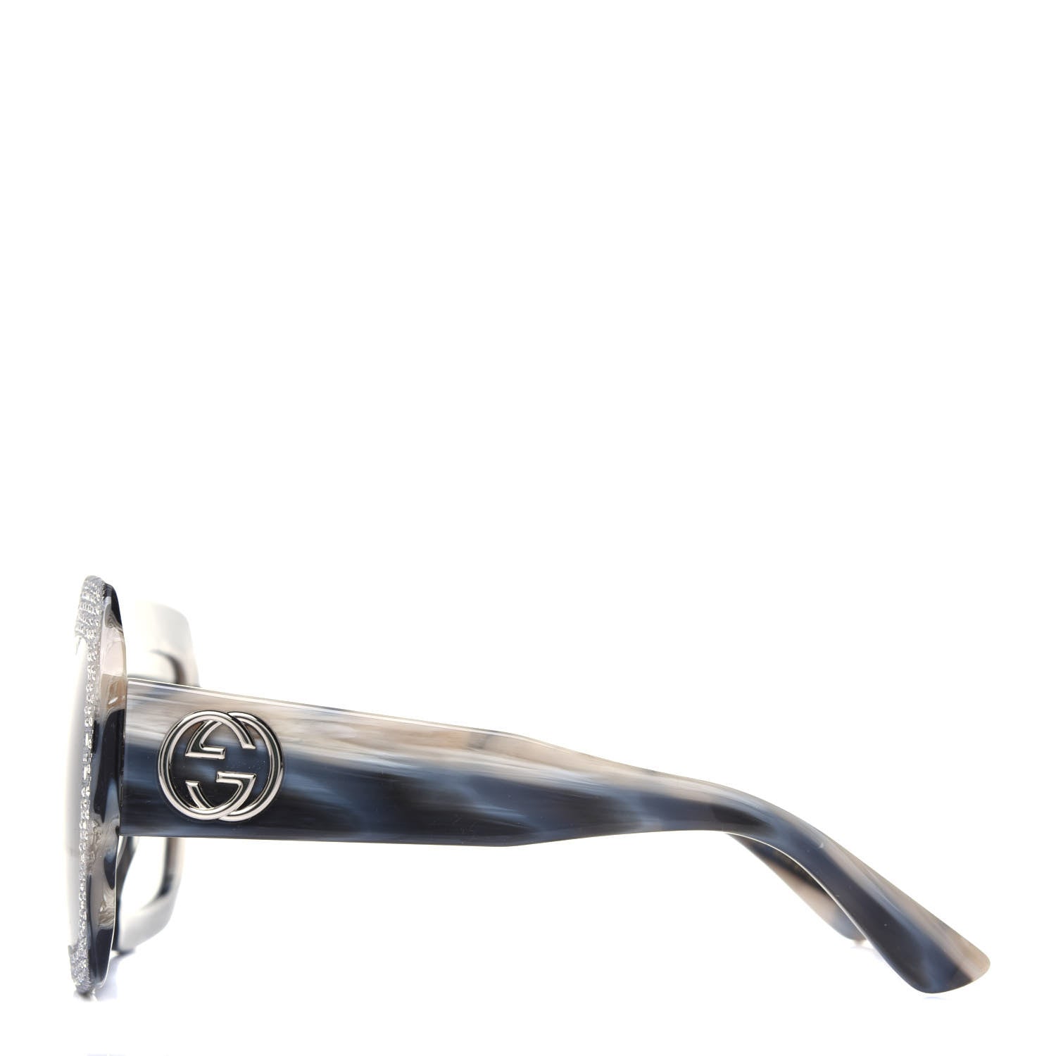 Gucci Crystal Square Frame Sunglasses GG0048S Grey 3 of 8