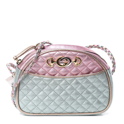 Gucci Laminated Nappa Trapuntata Mini Zumi Dome Shoulder Bag Rosa Lago Rame 1 of 8