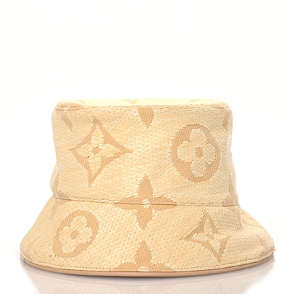 Louis Vuitton Woven Fabric Calfskin Monogram Beachview Bucket Hat Natural 5 of 8
