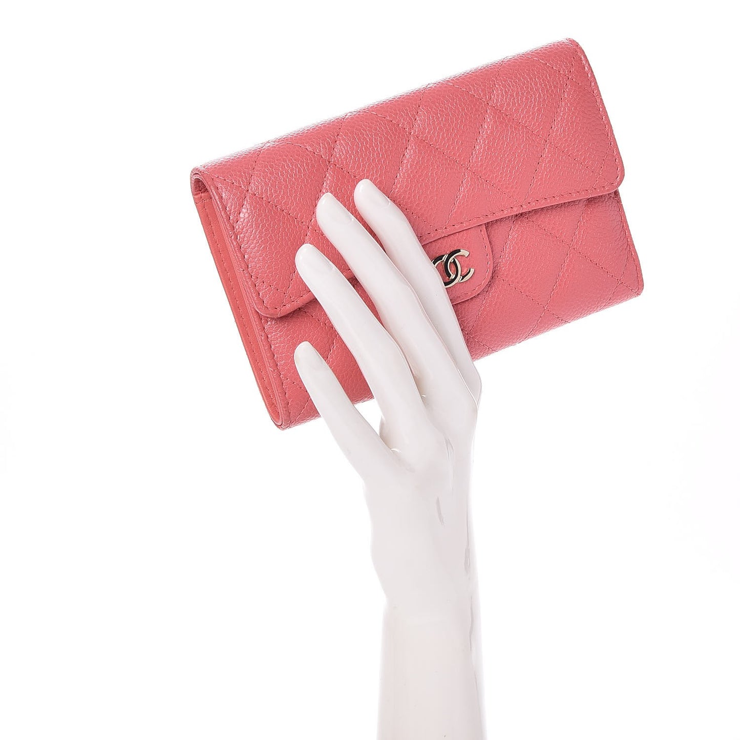 Caviar Quilted Medium Flap Wallet Pink