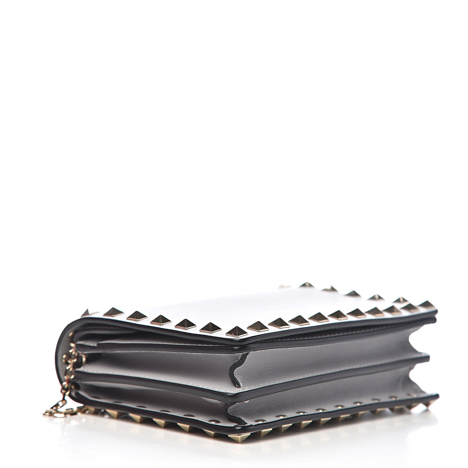 Valentino Garavani Calfskin Rockstud Wallet on Chain Pastel Grey 3 of 8