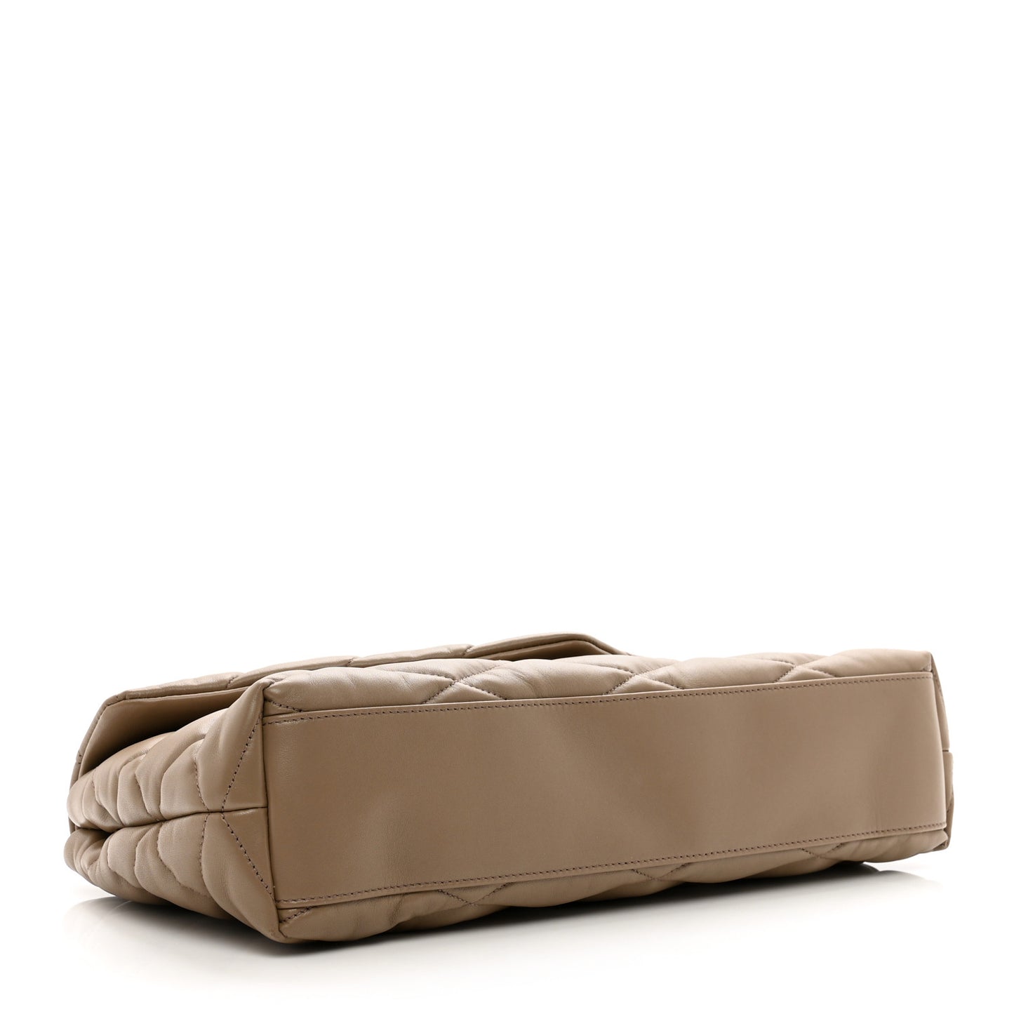 Lambskin Quilted Sade Puffer Envelope Clutch Dark Beige