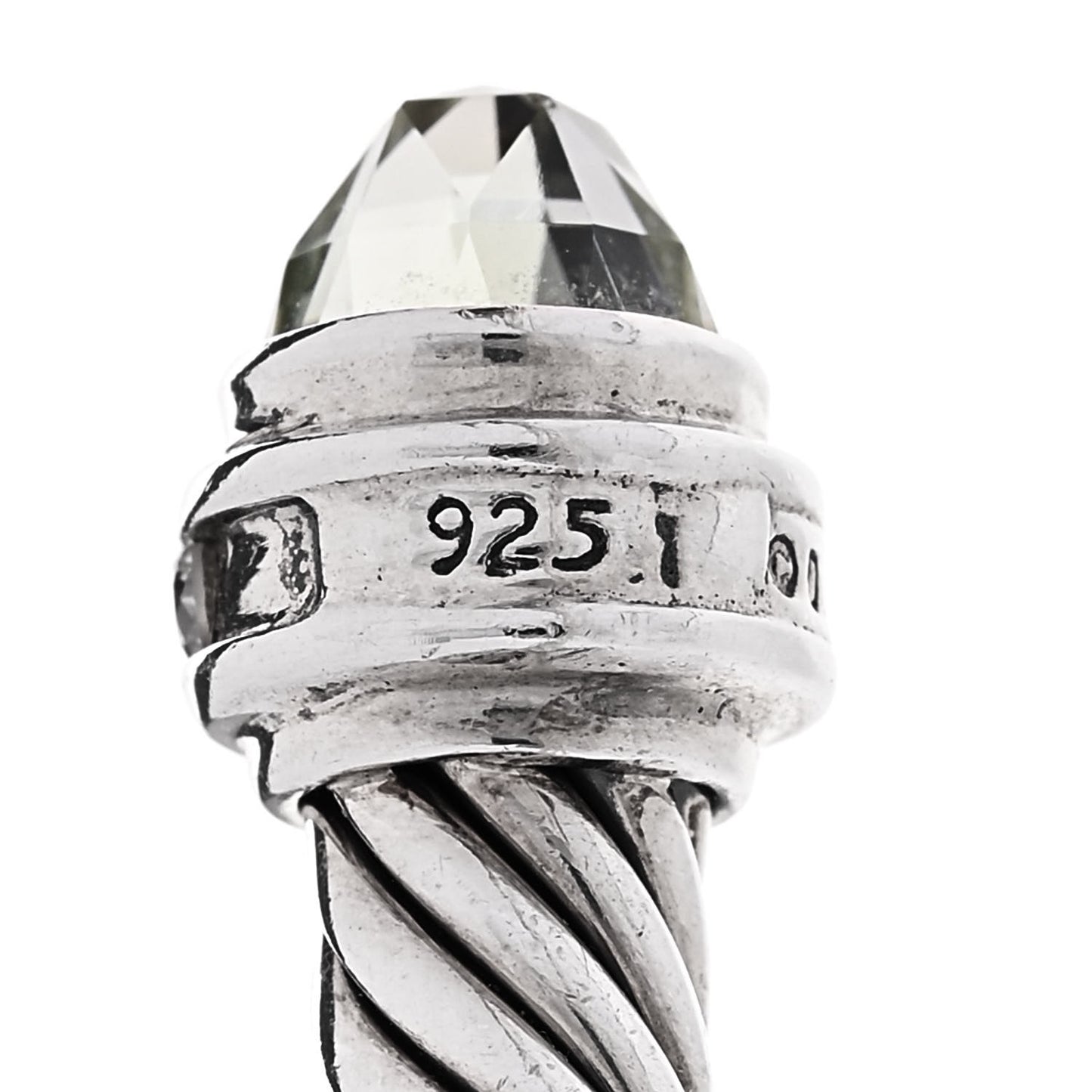 Sterling Silver Diamond Prasiolite 5mm Cable Classics Bracelet