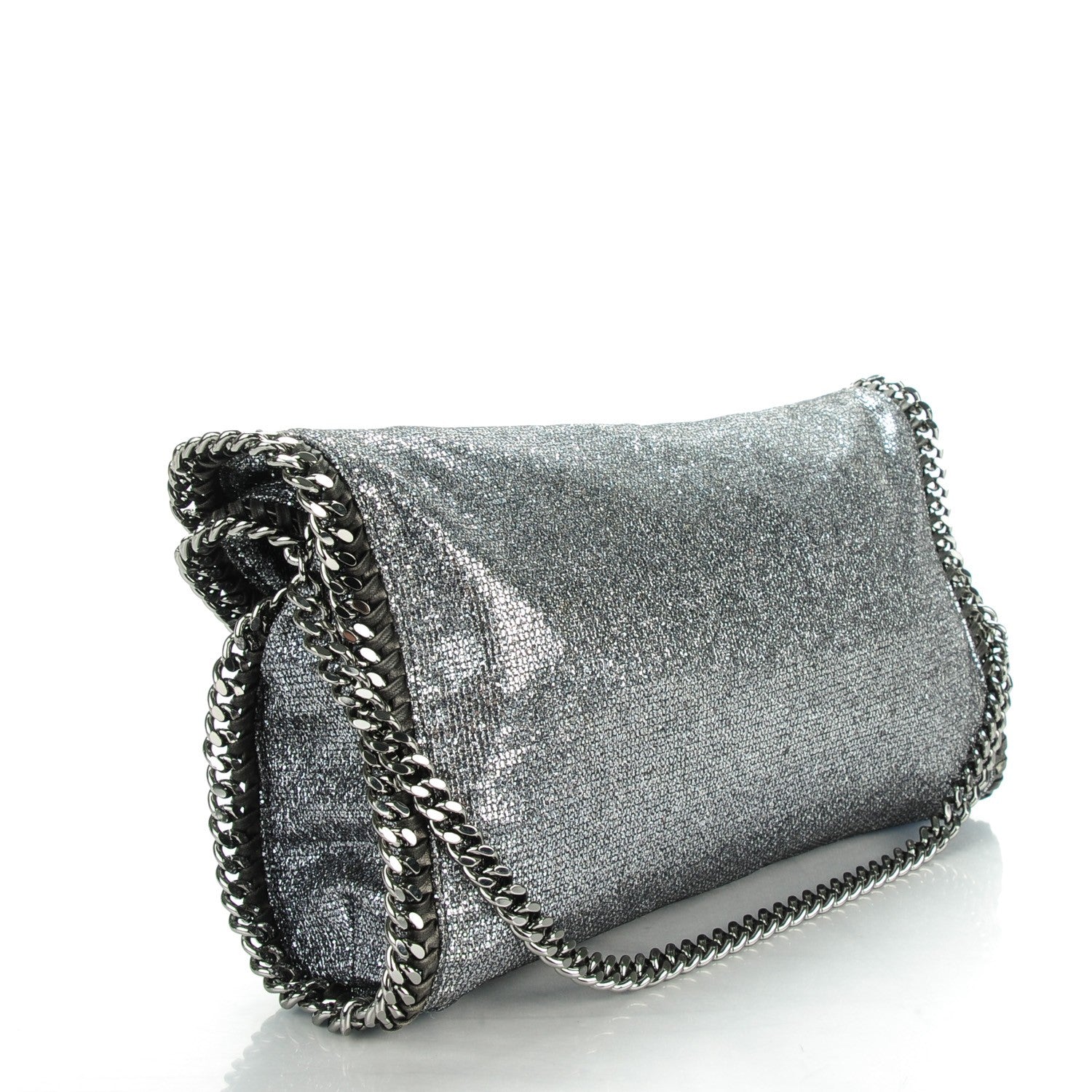 Stella McCartney Metallic Glitter Falabella Fold Over Tote Silver 3 of 9