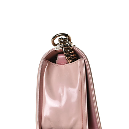 Chanel Patent Calfskin Quilted Medium Boy Flap Light Pink 15 of 18