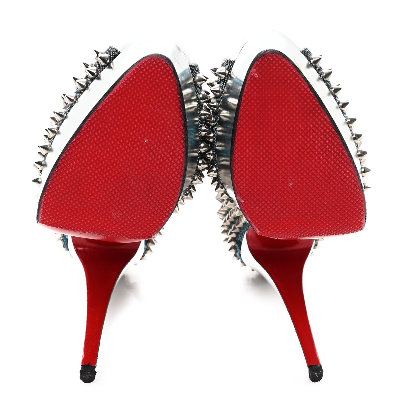 Lame Satin Lady Peep Spikes 150 Pumps 39 Turquoise Violet Silver