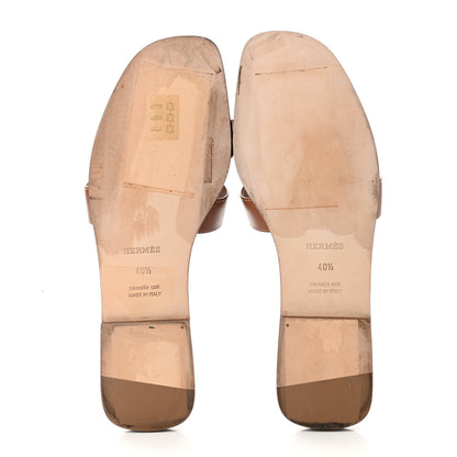Hermes Box Calfskin Oran Sandals 40.5 Gold 5 of 11