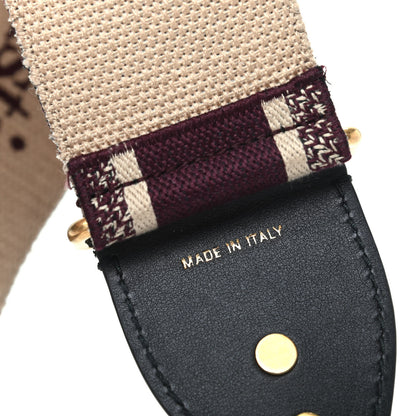 Christian Dior Canvas Embroidered Shoulder Strap Burgundy 3 of 4