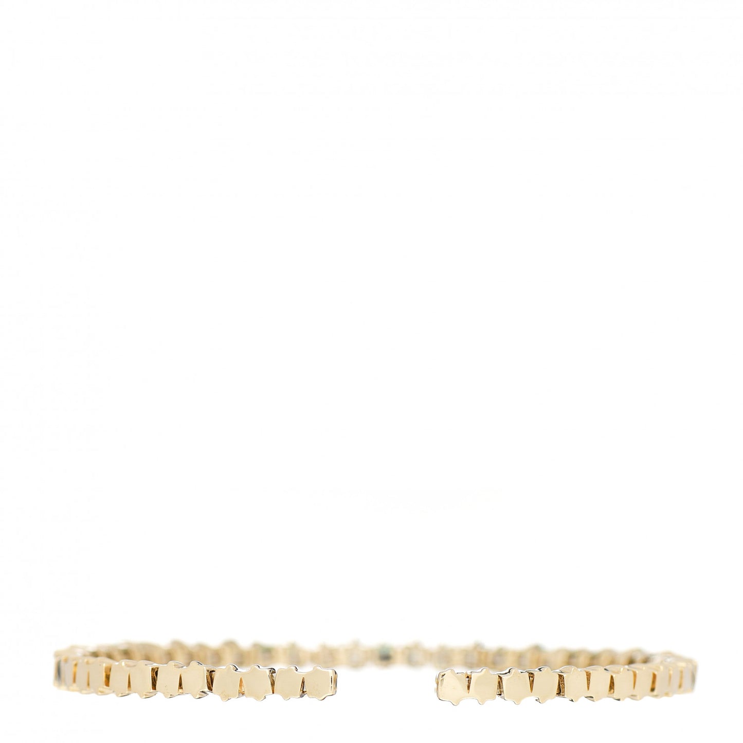 18K Yellow Gold Emerald Princess Cut Cuff Bracelet