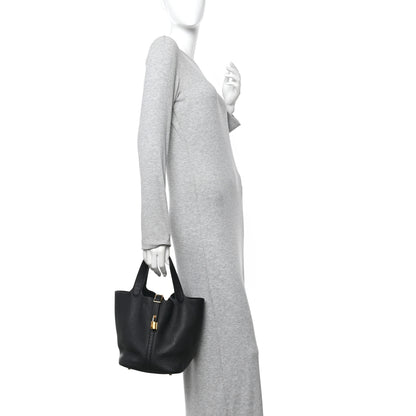 Hermes Taurillon Clemence Picotin Lock 22 MM Black 3 of 13