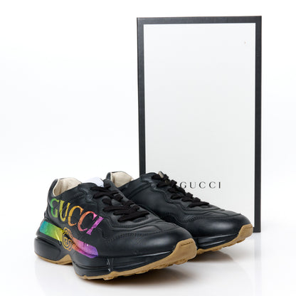 Gucci Calfskin Iridescent Logo Womens Rhyton Sneakers 39 Black 9 of 9