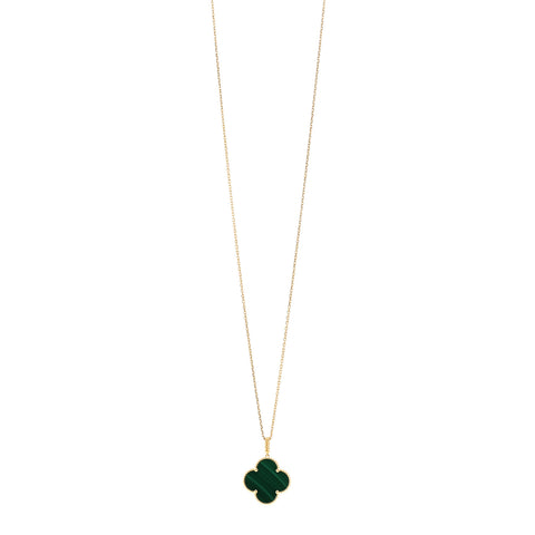 18K Yellow Gold Malachite Magic Alhambra Pendant Necklace
