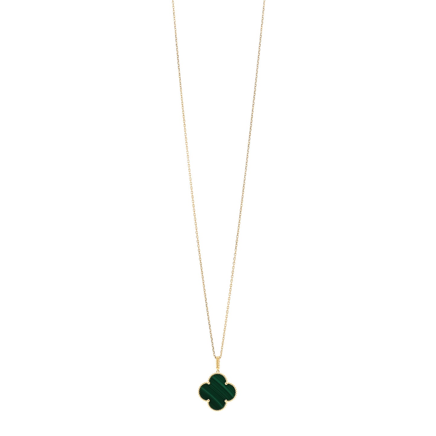 18K Yellow Gold Malachite Magic Alhambra Pendant Necklace