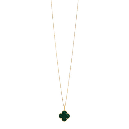 Van Cleef & Arpels 18K Yellow Gold Malachite Magic Alhambra Pendant Necklace 1 of 4